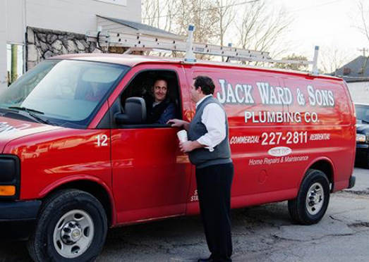 Jack Ward & Sons Plumbing red service van on a Nashville job — (615) 227-2811